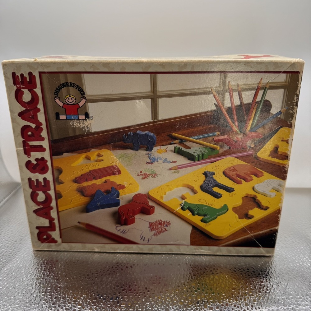 Discovery Toys Place and Trace Puzzle Stencil home school Dinos Transportation